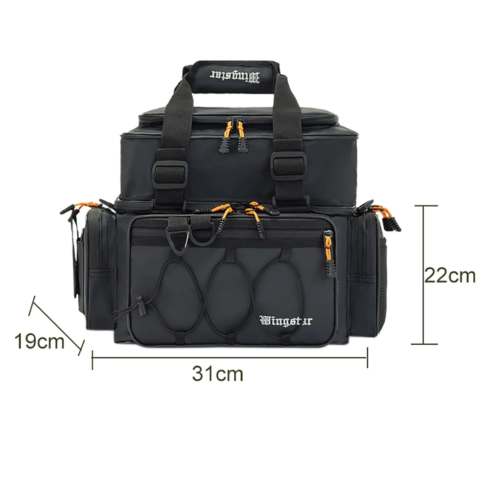 Angeltaschen, Angelgeräte-Boxen mit großem Fassungsvermögen, Umhängetasche mit mehreren Taschen, kratzfest, verschleißfest, für Outdoor-Wanderungen – Detail 7