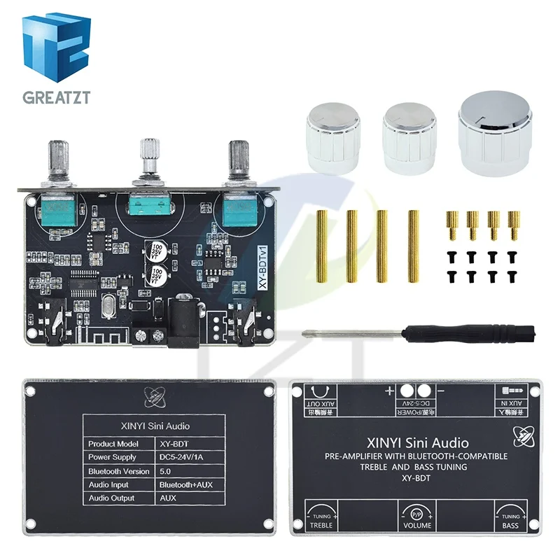 1/2/4PCS XY-BDT Bluetooth 5.1 Decoder Board Dual Channel Stereo High and Low Tone Pre-Module 360 Degree Stepless Tuning Board