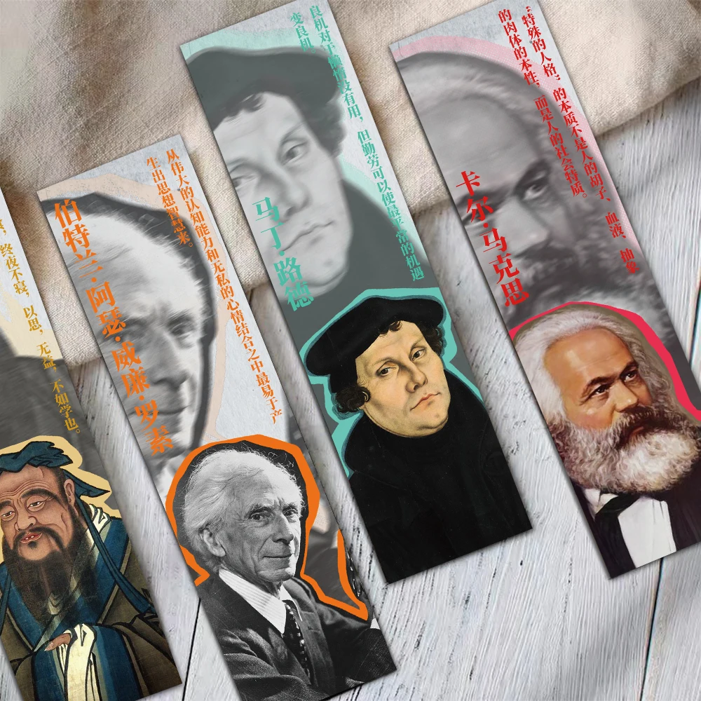 30pcs Philosopher Bookmark Literary Peripheral Karl Marx Hegel Voltaire Galilei Galileo Francis Bacon  Reading Book Marks