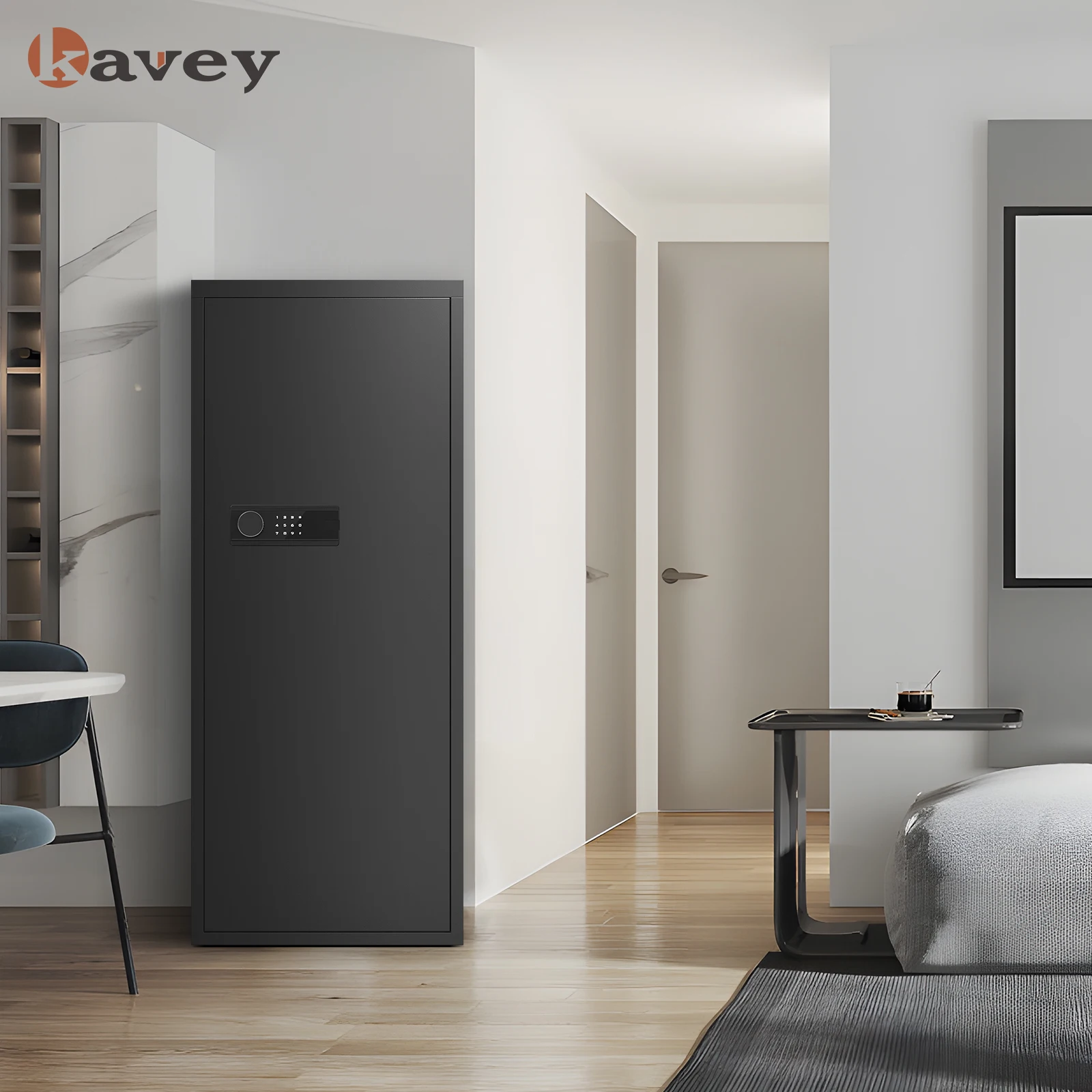 Kavey-Grand odornon assemblé avec alarme touristique, mode muet, armoire pour fusils longs avec pavé tactile, étagères parfaites