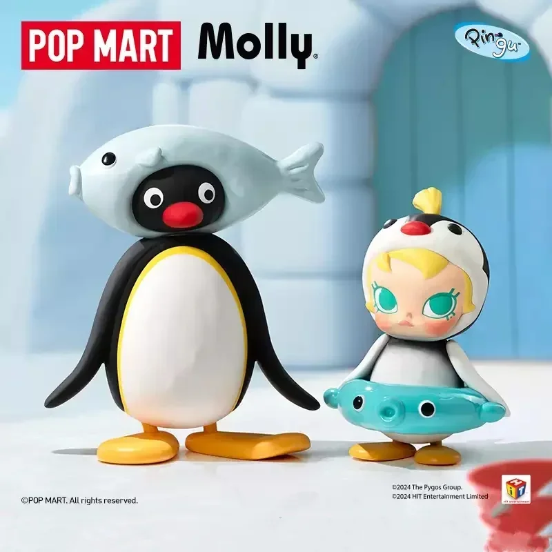 Pop Mart Baby Molly X Pingu Fish Fun Original Toys Doll Cute Action Anime Figure Desktop Ornaments Collection Gift