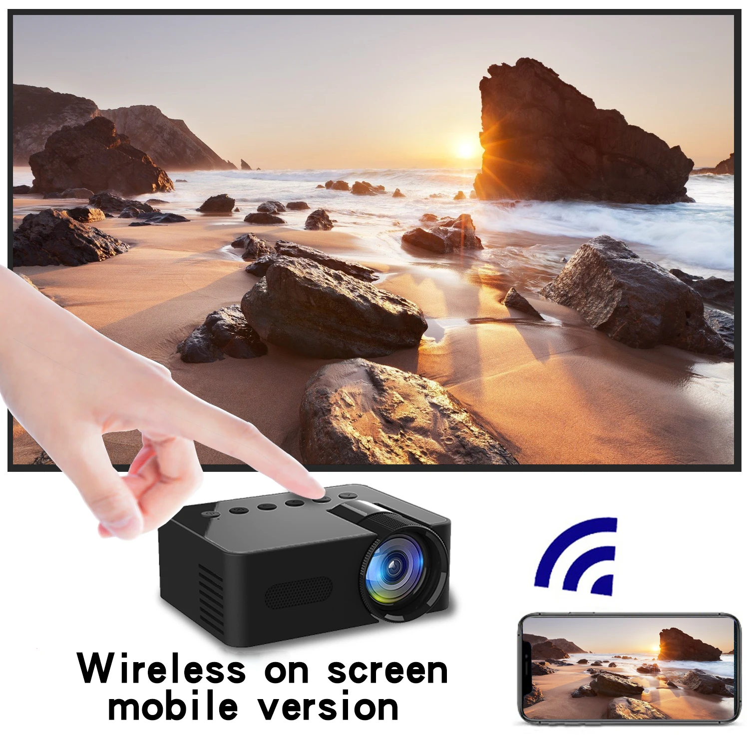 New YT100 Home Micro Portable LED Mini Projector HD Home Wireless Connection Projector