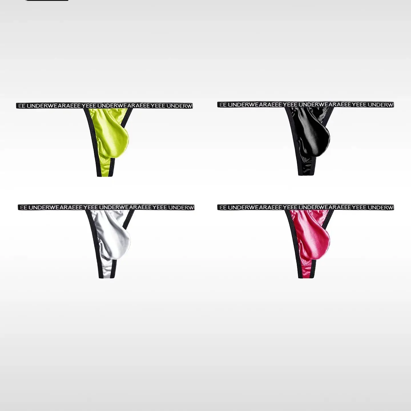 Hot Colorful Underwear men's thongs fully transparent T-pants ultra-thin ice silk men's fun low waisted slim fitting T-pants