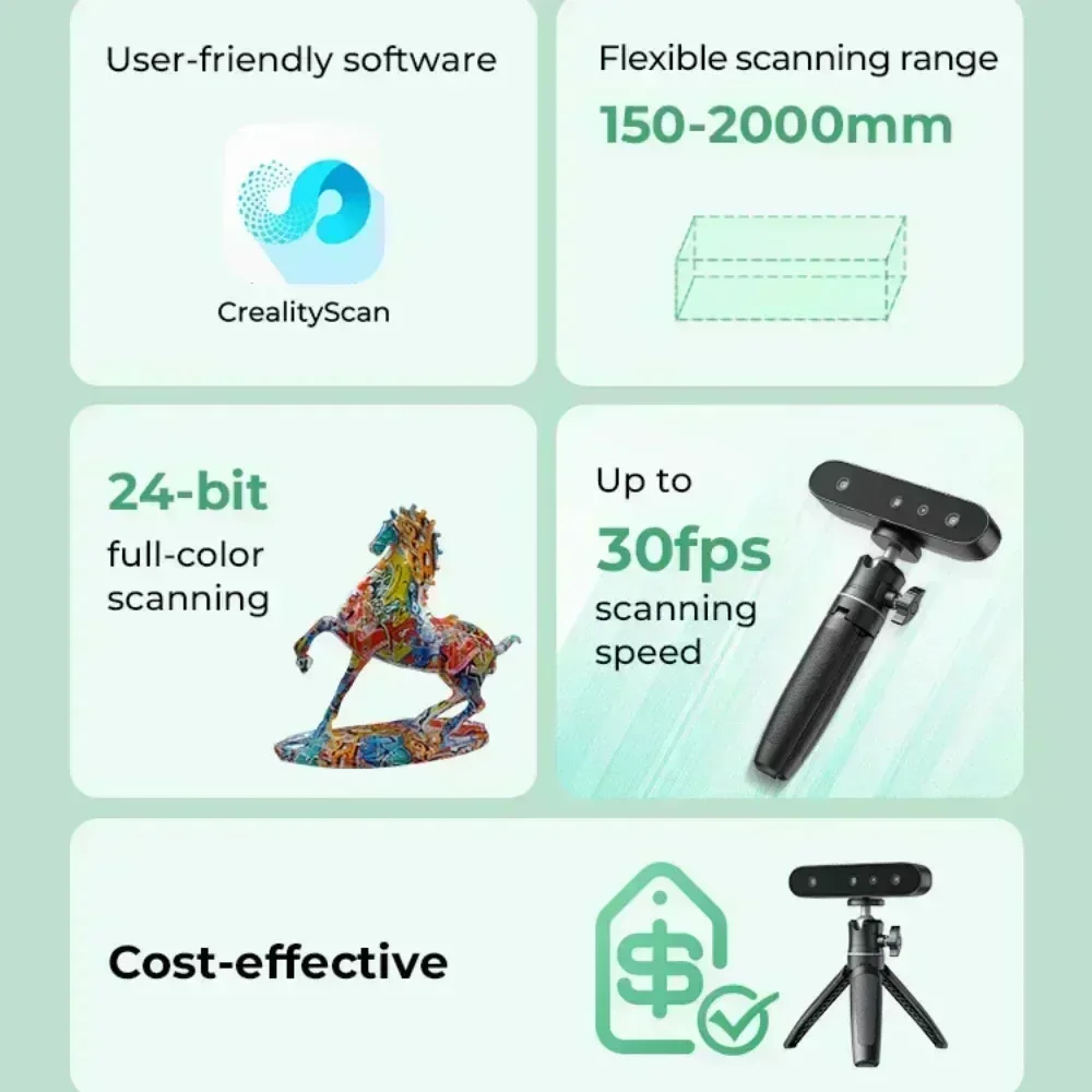 Creality CR-Scan Ferret SE 3D Scanner Portable Handheld Scanner 30FPS Quick Scan 0.1mm Accuracy 24 Bit Fullcolor Scanning Kit