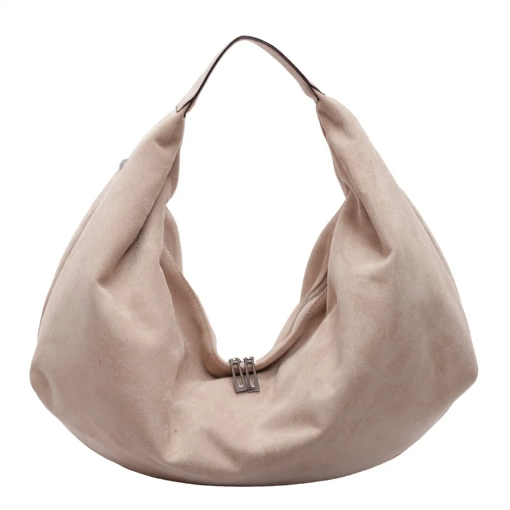 

Cute Handbag Suede Shoulder Bag Solid Color Large Capacity Hobo Bag Fashion Korean Style Ladies Crescent Bag Streetwear