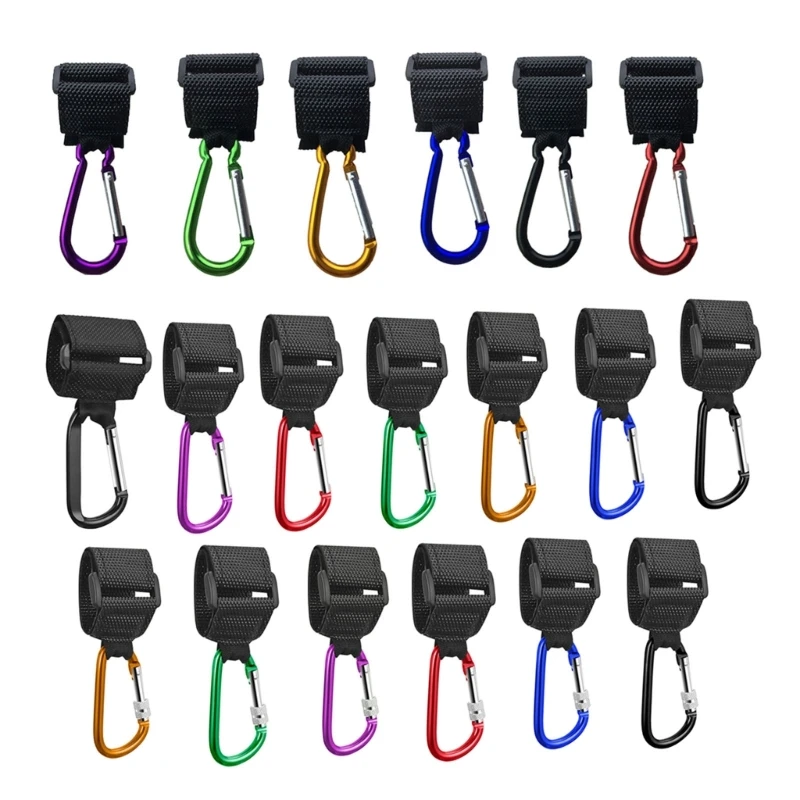 19 arten Aluminium Legierung Kinderwagen Haken Kinderwagen Nylon Strap Clip für Baby Produkte Organizer Kinderwagen Zubehör Karabiner