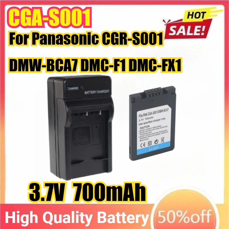 

CGA-S001 3.7V 700mAh Camera Battery or Charger For Panasonic CGR-S001 DMW-BCA7 DMC-F1 DMC-FX1 DMC-FX5 DMC -F1B DMW-F1K DMW -F1S
