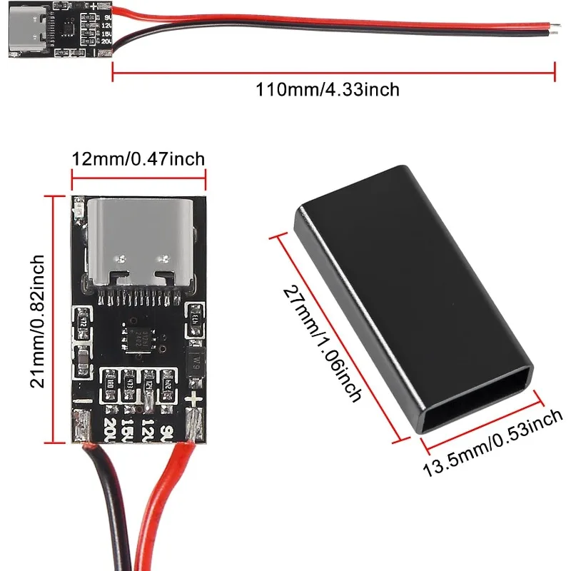 5/10PCS Type-C PD3.0 QC Trigger Board USB-C PD QC 5V9V12V15V20V DC Fixed Voltage Power Trigger Module 5A with QC Trigger Housing