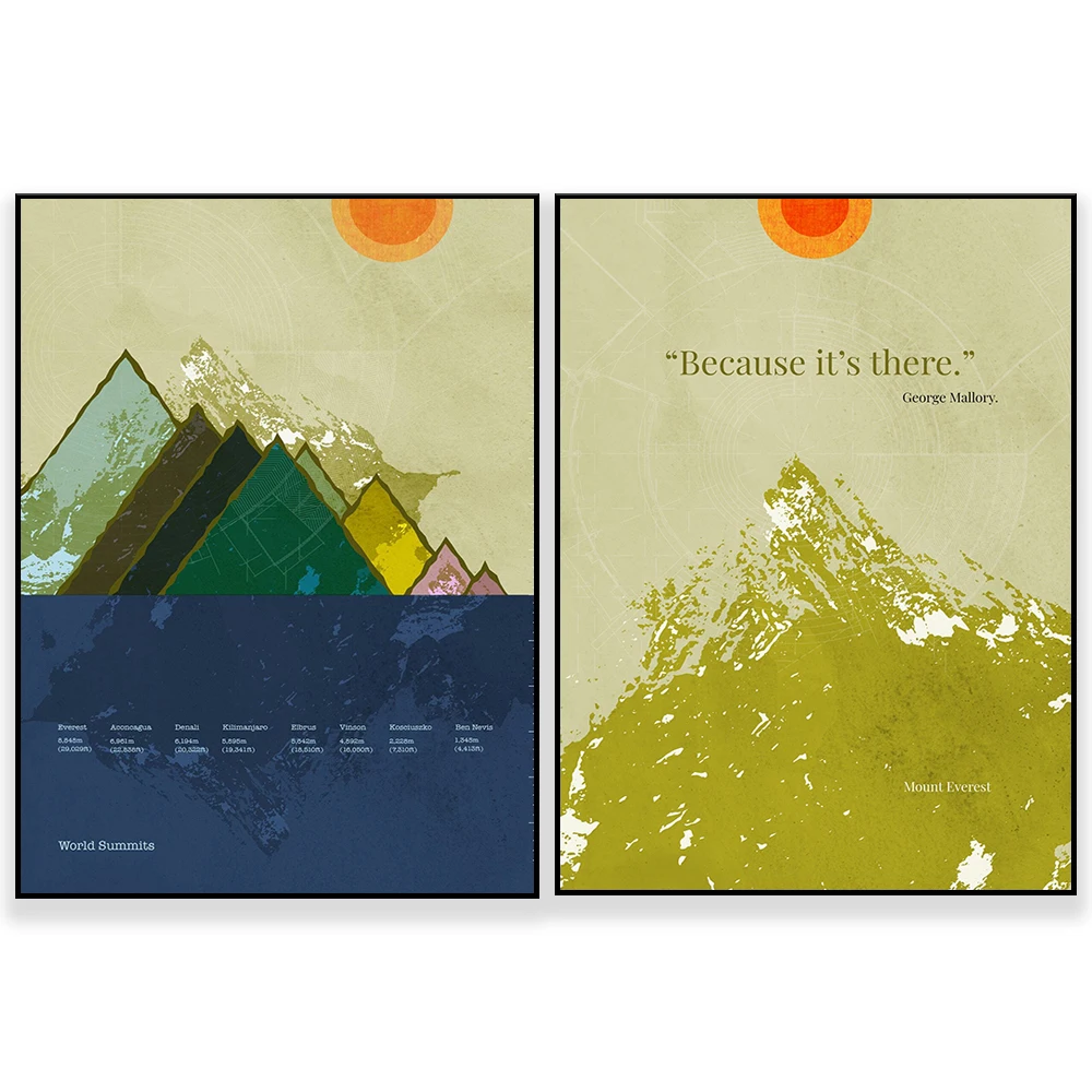 Mountain Everest Quote Print - Mountain Elevation Print - Ilustración de regalo para escalar y montañeros.