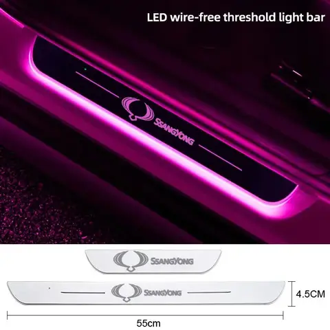 쌍용 코란도 2022 티볼리 액티언 스포츠 렉스턴 USB 전원 이동식 LED 웰컴 페달 자동차 도어 스커프 플레이트 도어 실 라이트