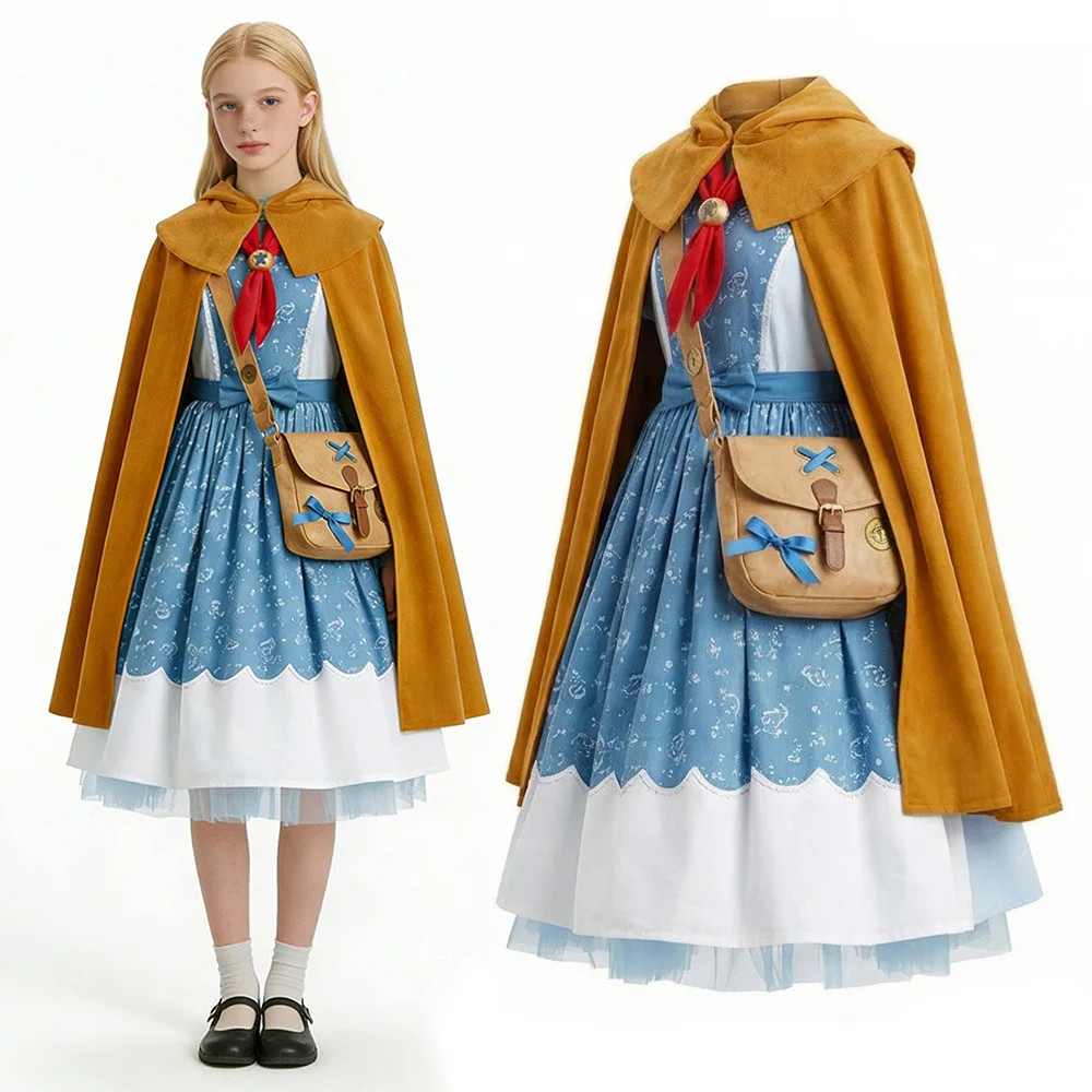 Nouvelle tenue de cosplay Stranger Holly Wheeler Saison 5 : Robe cape à capuche, écharpe, pour spectacle de scène et fête d'Halloween