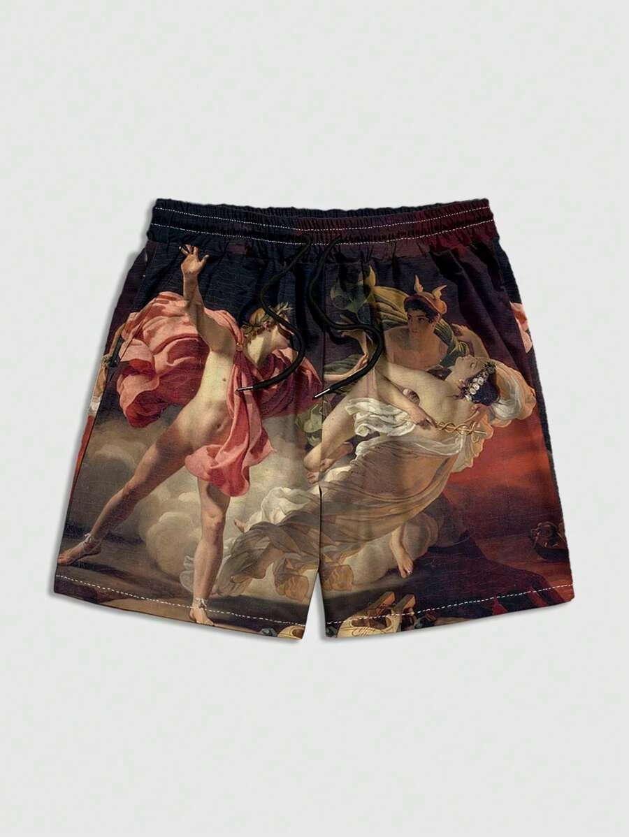 Shorts de Luxo Soltos para homens, Shorts Esportivos de Secagem Rápida, Impressão 3D, Lazer Pintura Artística, Harajuku, Verão, Novo