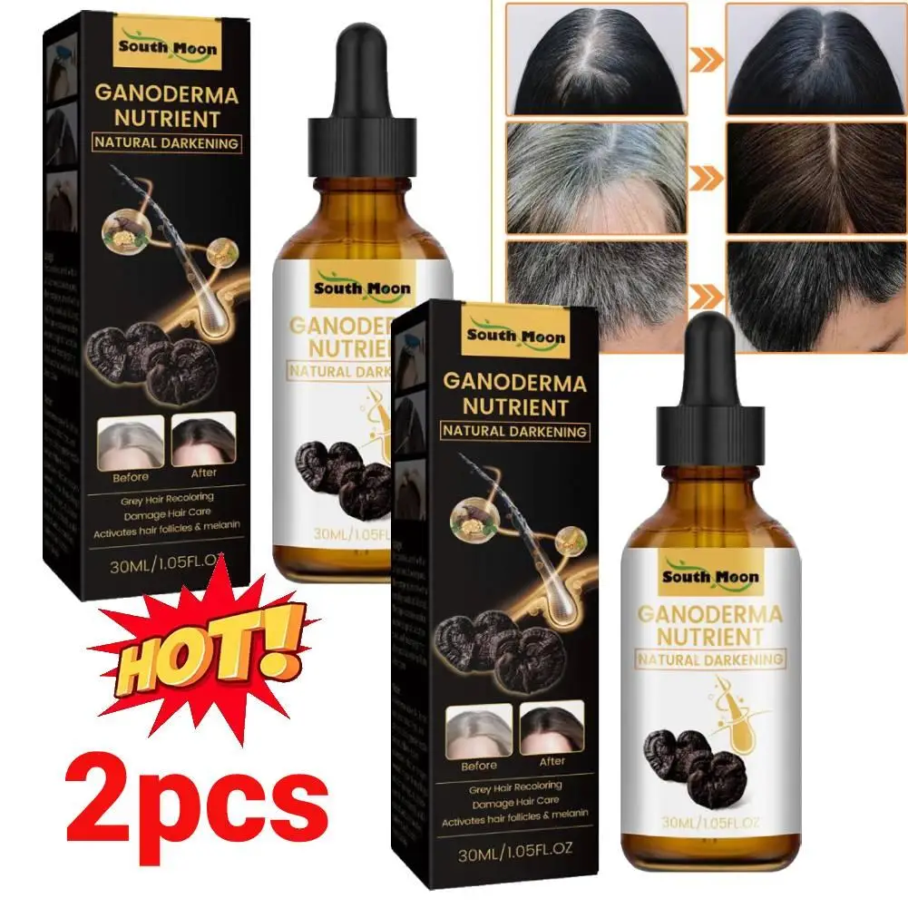 

2pcs Grey Hair Reverse Serums Ganoderma Nutrient Natural Darkening Serums 30ml Anti-Greying Hair Serums For Promoting Healthier