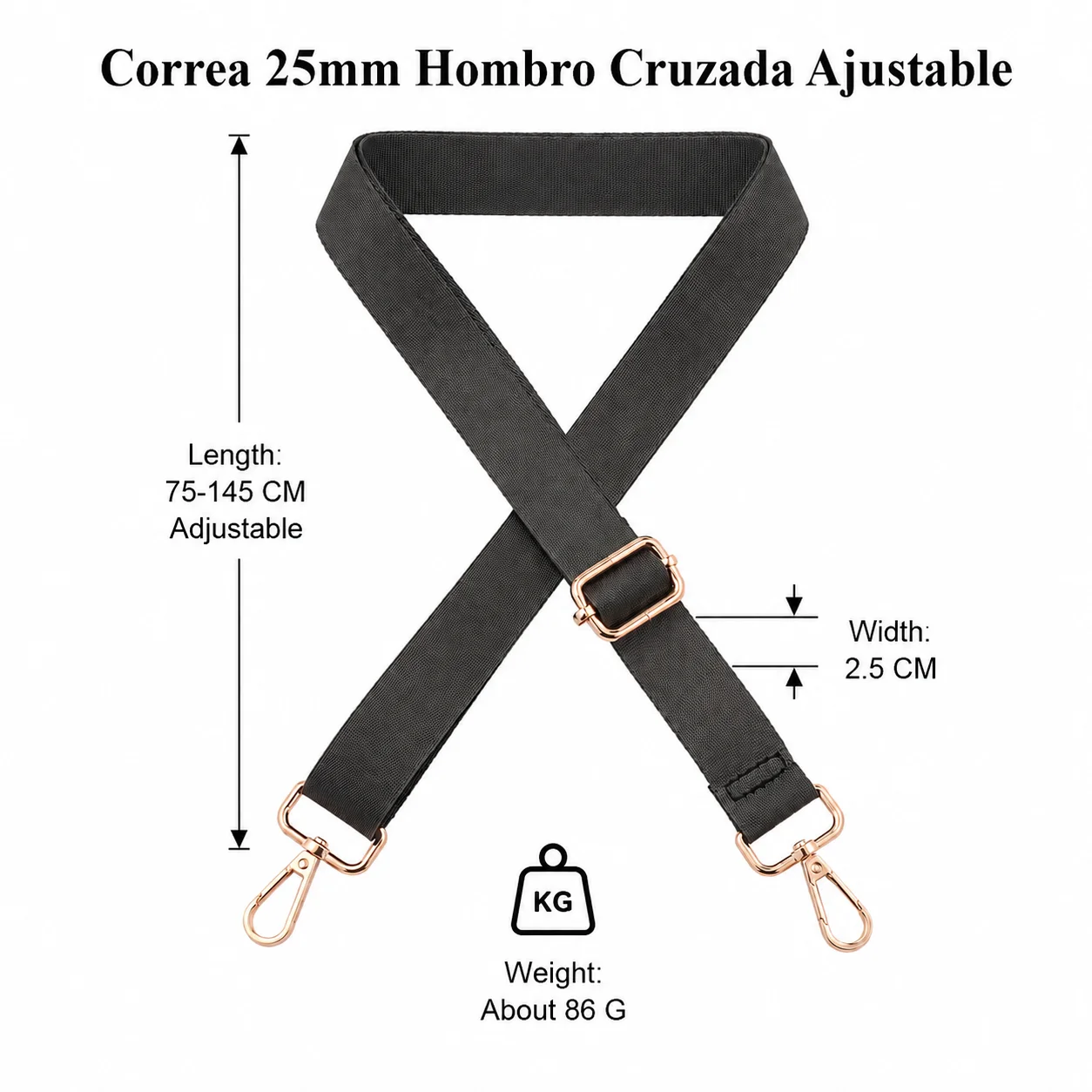 Adjustable Bag Strap with Golden Hooks