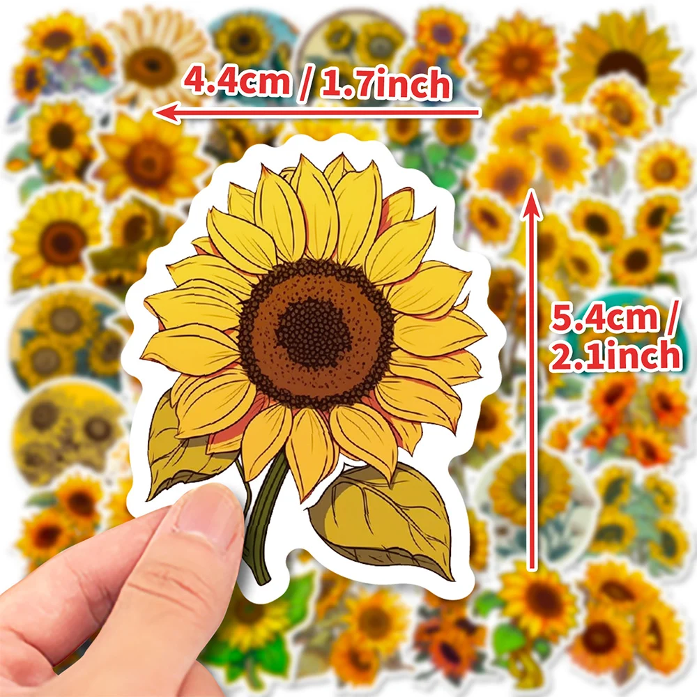 10/30/50pcs Kawaii Art Zonnebloemen Bloemen Stickers Leuke Cartoon Decals DIY Waterfles Laptop Telefoon sticker Decoratie Benodigdheden
