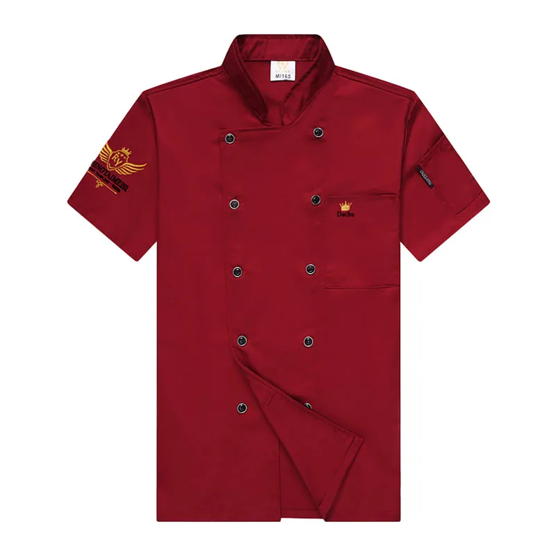 Uniforme de Chef de manga corta para restaurante, chaqueta de cocina, panadería, tienda de ollas calientes, camisa de trabajo de camarero, monos de servicio de Catering