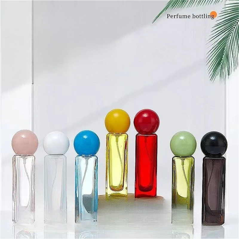 30ml 컬러 유리 화장품 병 누수 방지, 리필 가능한 펌프 스프레이 용기 향수 및 액체용