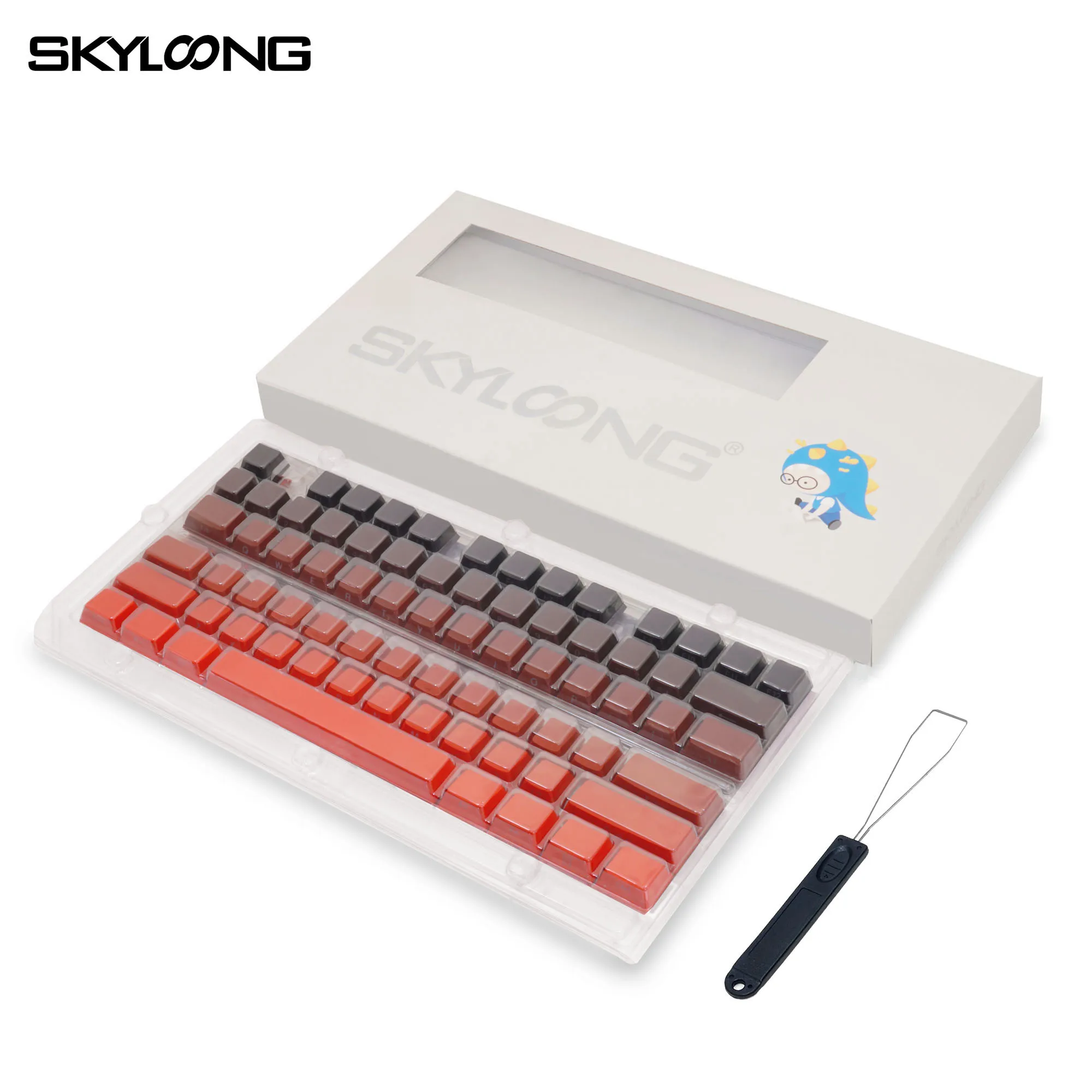 Imagem -06 - Skyloong Teclas Gravadas na Lateral em Forma de Cereja Pbt Teclas de Duas Cores 136 Teclas Preto Vermelho Gradiente Teclado