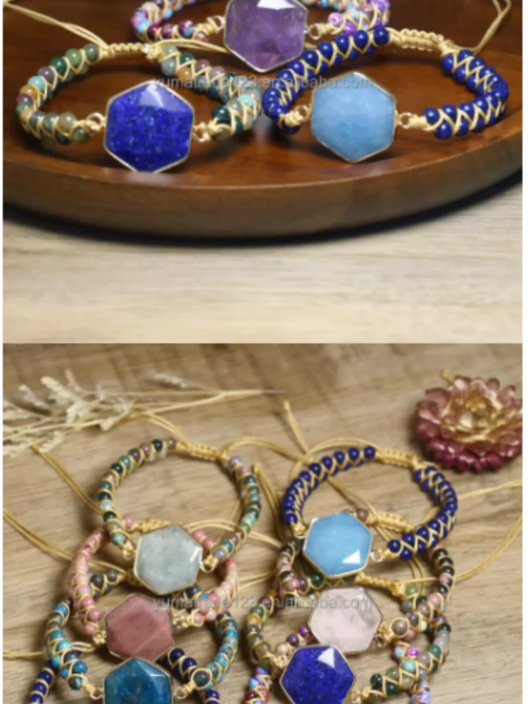 4mm Natural Stone Bracelet for Women Men Gift Double-layer Handwoven Jewelry Gift Imperial Jasper Geometric Charm Bracelet