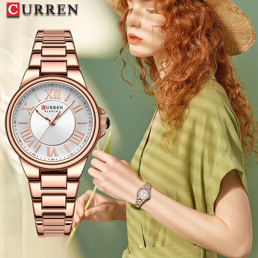 CURREN Fashion New Luxury Women Bracelet Quartz Watches For Women Wristwatch Stainless Steel Watch Lady Sports Dress Clock Gift