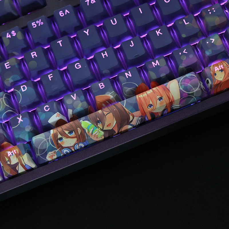 1 Bộ PBT Dye Subbed Keycaps Hoạt Hình Anime Chìa Khóa Mũ OEM Profile Backlit Keycap Cho Tinh Hoa Quintuplets Nakano Miku