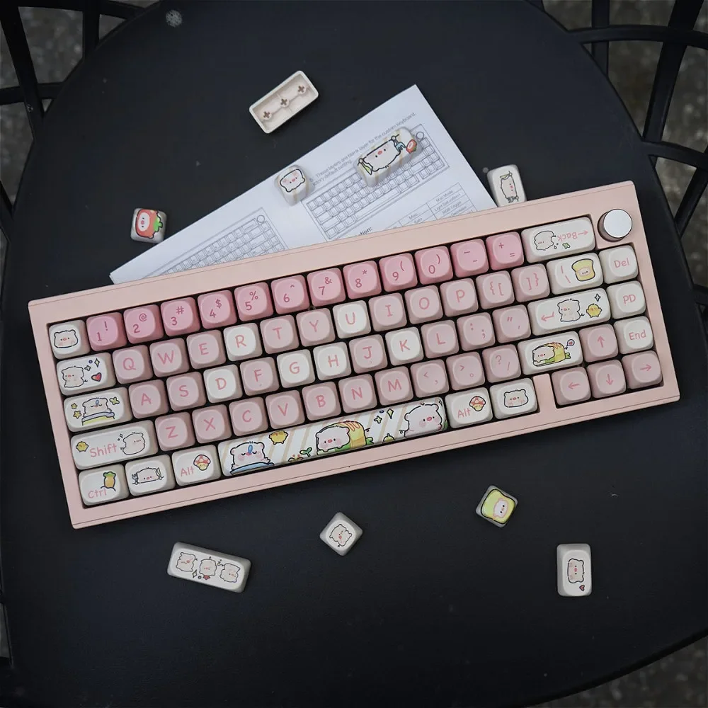 Pink piggy 142 key MOA mechanical keyboard accessories PBT keycaps for MX Switch keyboard keycaps