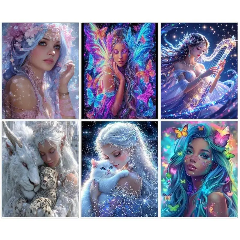 

GATYZTORY Painting By Numbers Portrait HandPainted Kit Coloring By Numbers Fantasy Women Zero Basis Home Wall Decors Diy Gift