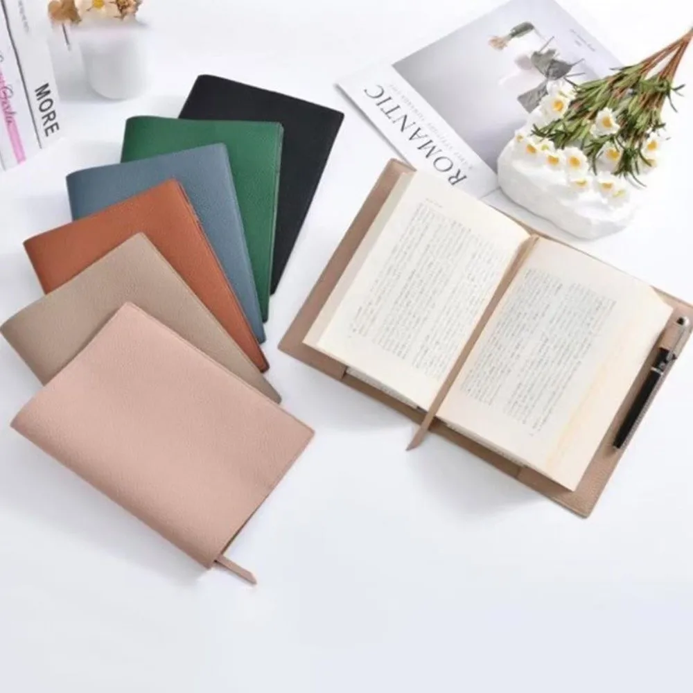 Simple A5 Notebook Cover Replaceable PU Leather Book Protective Cover Solid Color Notebook Leather Cover Home Office Use
