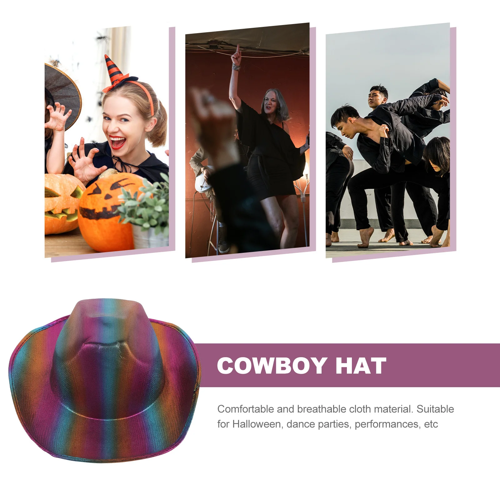 

Rainbow Cowgirl Hat Gold Foil Sparkly Cloth Adjustable For Halloween Party Dance Performance Disco Hats Women Men Kids