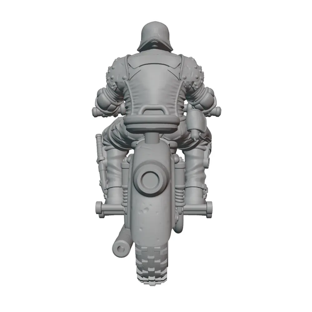 1/24/6 Fantasy heavy armored knight, riding and cruising motorcycle posture resin model kit, 3D printed gray statue, not colored