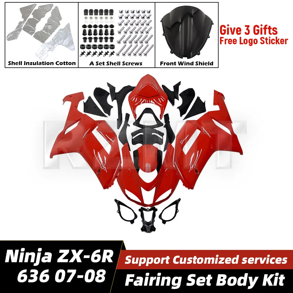 

Для Kawasaki Ninja ZX-6R 636 2007-08 обтекатель мотоцикла, комплект кузова, украшение, пластиковая защитная пластина, аксессуары, корпус K0607-105a