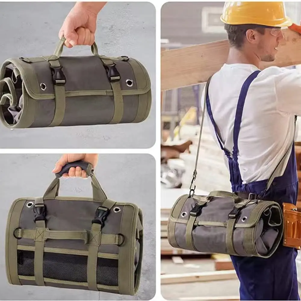 Tool Roll Organizer Multi Pocket Hanging Tool Roll Portable Tool Organizer Carrier Bag for Mechanic/Electrician/Motorcycle/Truck