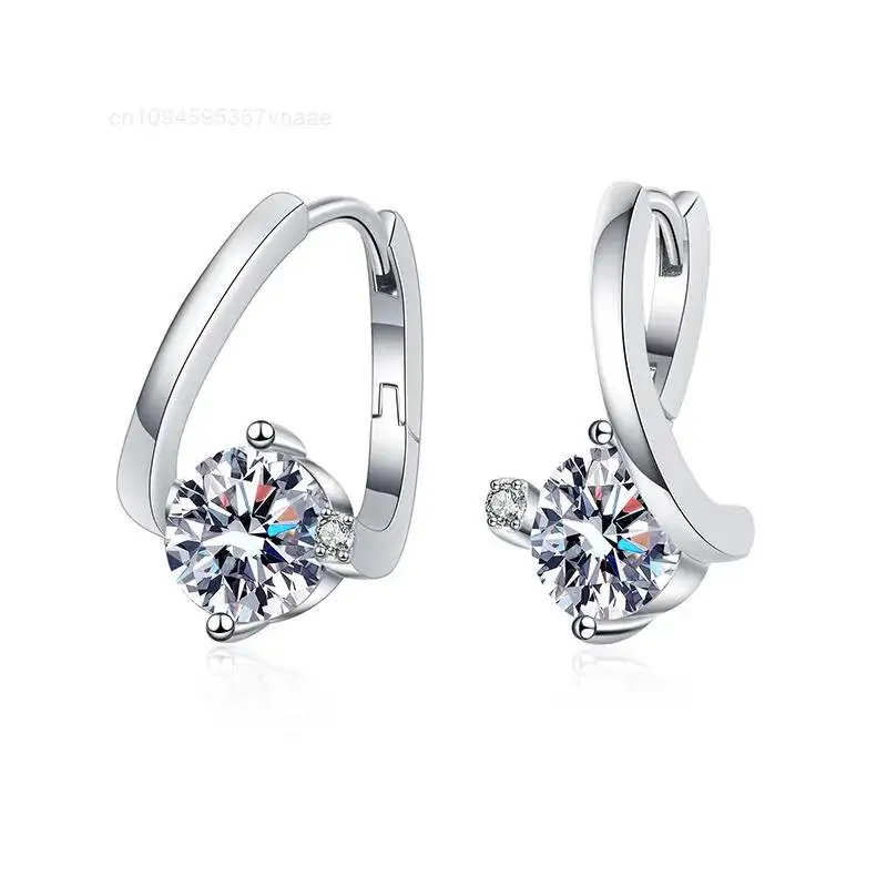 S925 Silver Moissanite Earrings Luxury Fashion Quality 1 Carat Moissanite