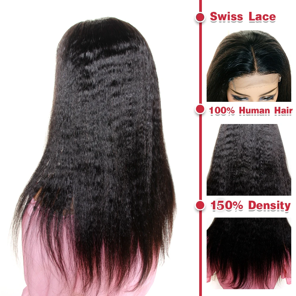 13x4 and 4x4 Lace Wig Brazilian Kinky Straight Lace Front Human Hair Wigs Pre-Plucked 180% Density Remy Lulalatoo Hair