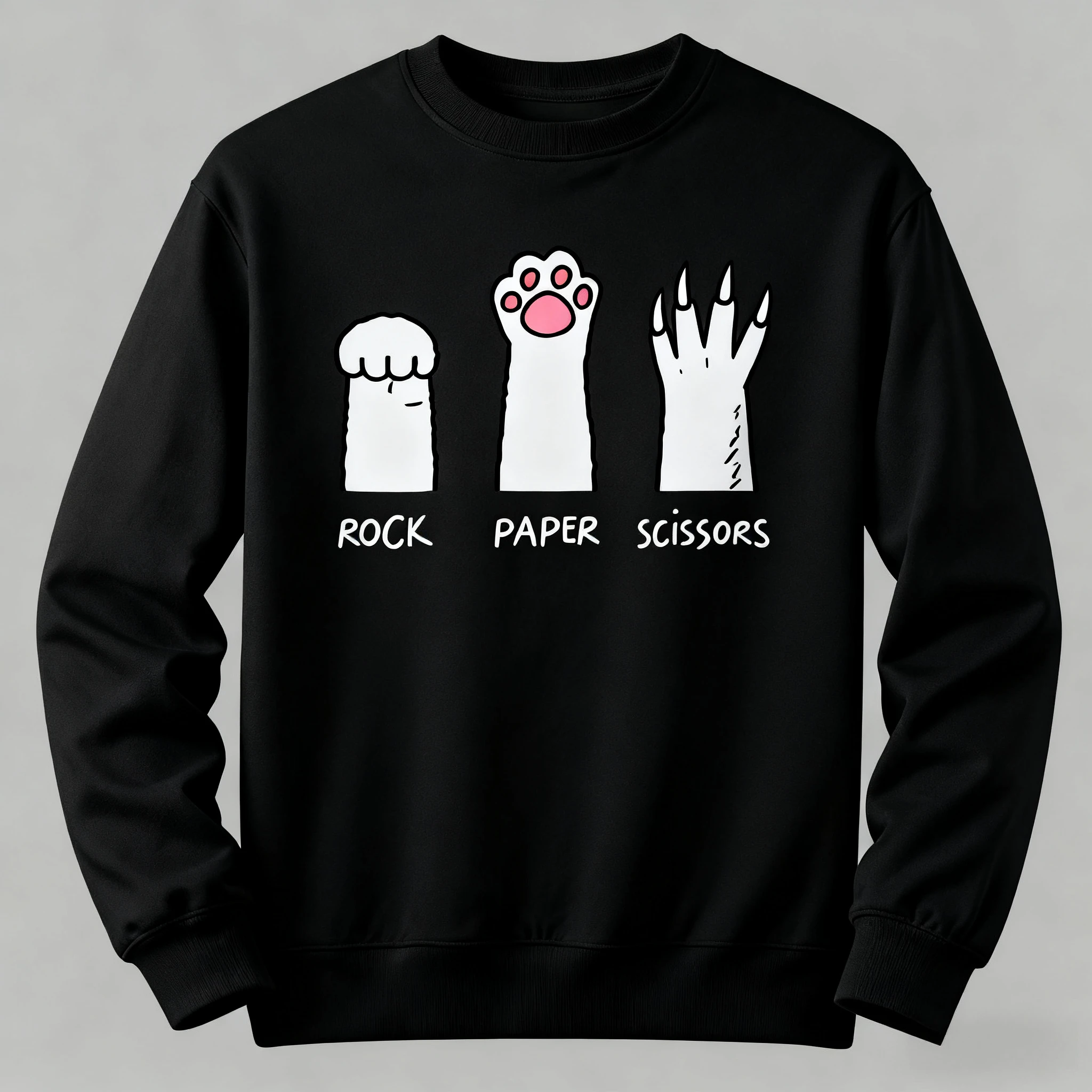 

Fun Cat Paw Pattern Print Autumn and Winter Men's and Women's Long Sleeved Sportswear Casual Loose Outdoor Street Sports