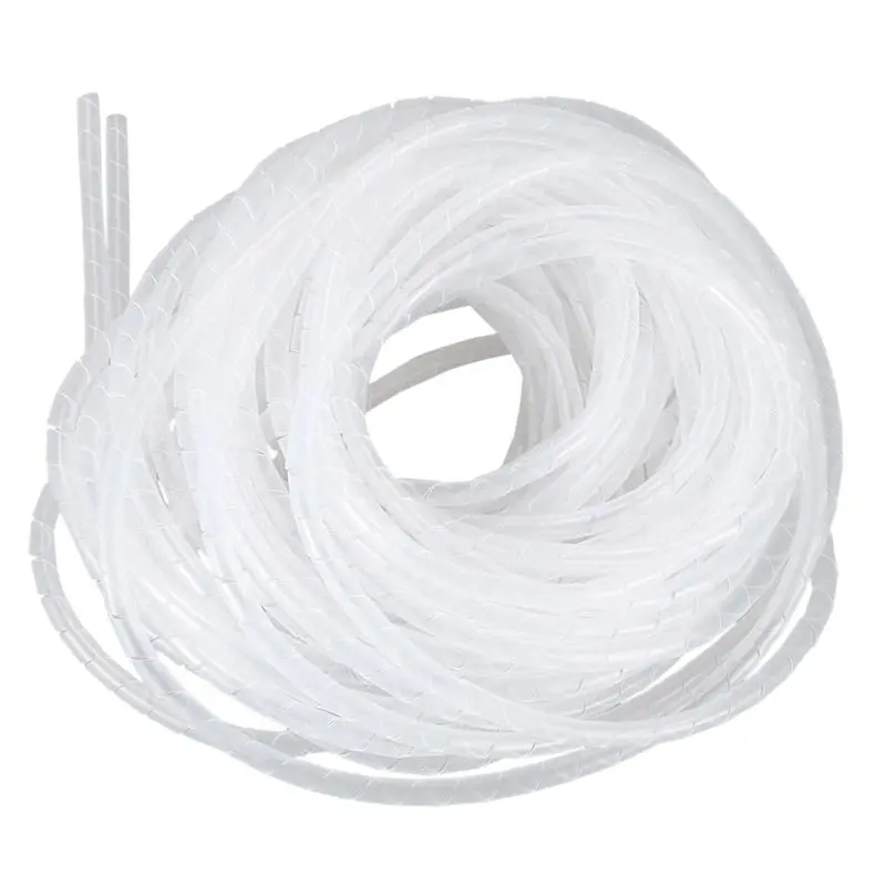 AA81-4X Cable Wire Organizer Manager Spiral Wrap Band 6Mm Dia 15M Length White