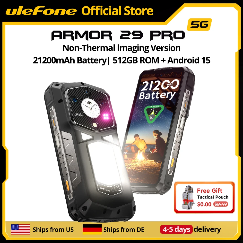 【Ships from US】 Ulefone Armor 29 Pro 5G AI Rugged Phone 21200mAh 120W 64MP Night Vision 6.67