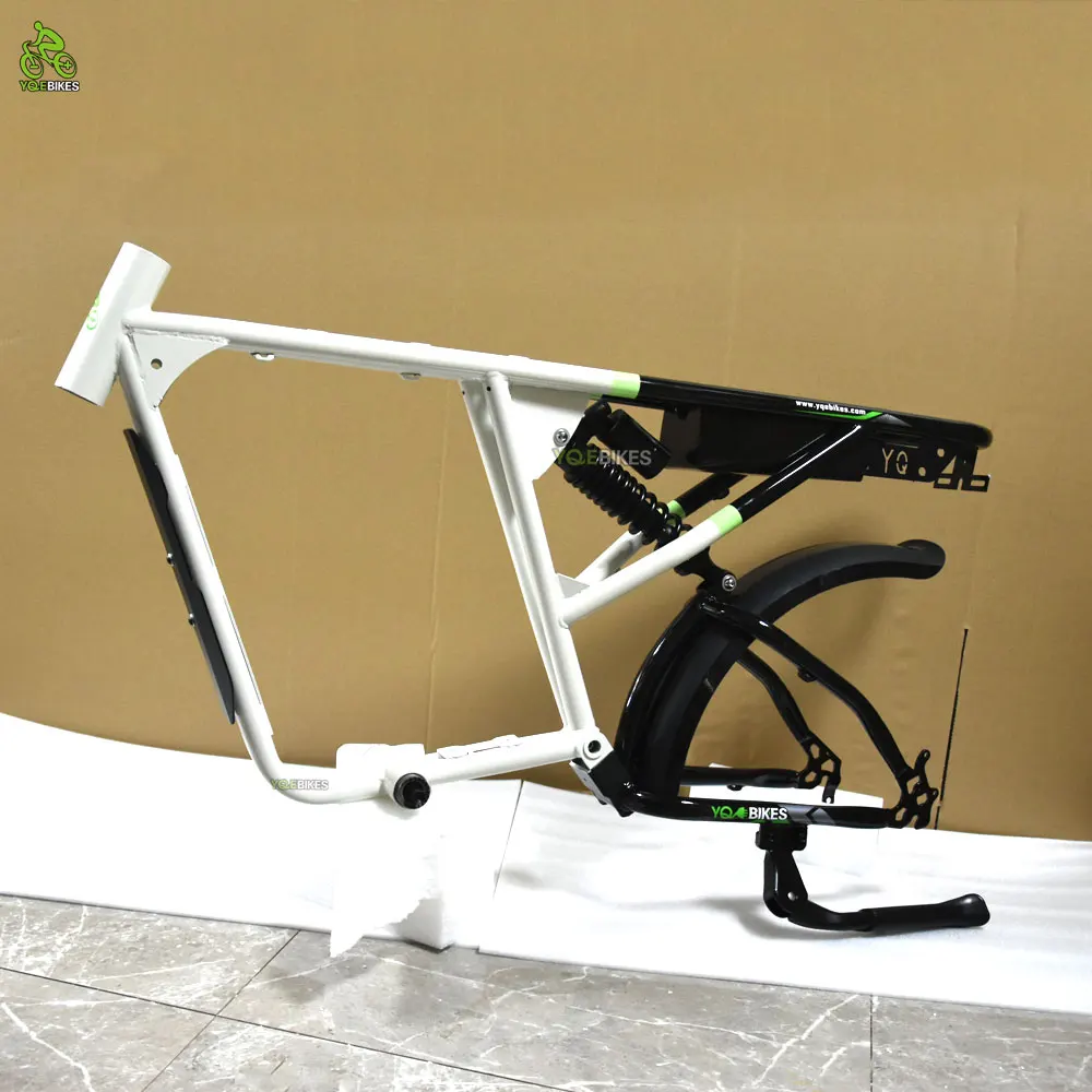 YQEBIKES Full Suspension Soft-tail Carbon Steel Electric Bike Beach Bicycle Frame 20*4.0 Fat City Bike Frame Ebike 73 Frameset - view 2