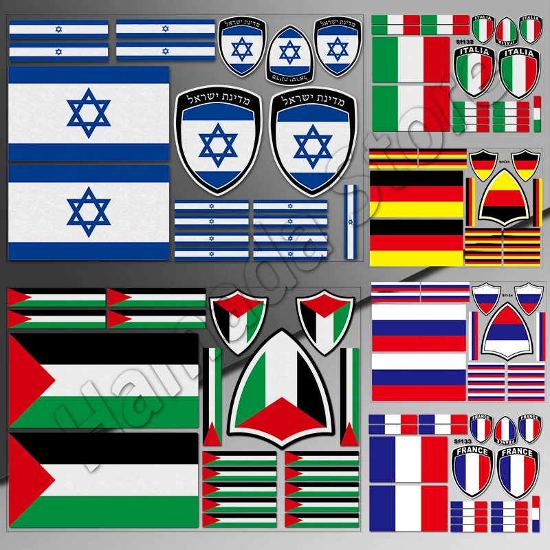 

Reflective National Flag Sticker Decals Car Motorcycle Accessories For Italy France Germany Russia Palestine Israel Sticker