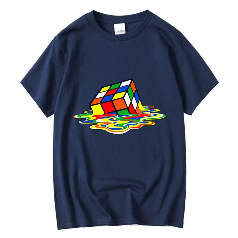 XIN  High Quality 100% Cotton Men's T-Shirt with Magic Square Pattern Customizable Hand-Painted Design