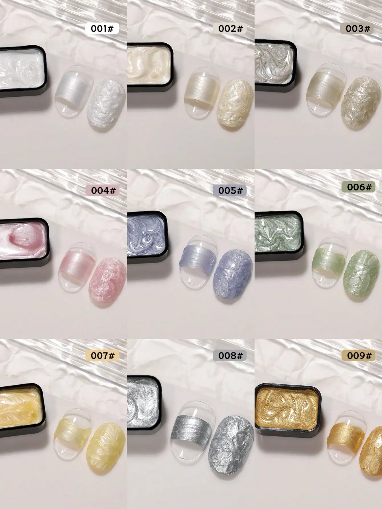 MORDDA 9pcs Pearlescent Cream Oil Painting Solid Gel Nail Art Pigment 3D Textured Oil Painting Designs For Manicure DIY