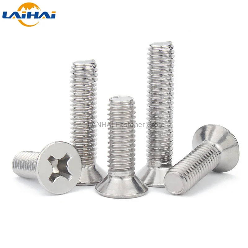 10/50pcs UNC 2#-56 4#-40 6#-32 8#-32 10#-24 US Coarse Thread 304 Stainless Steel Cross Phillips Flat Countersunk Head Screw Bolt