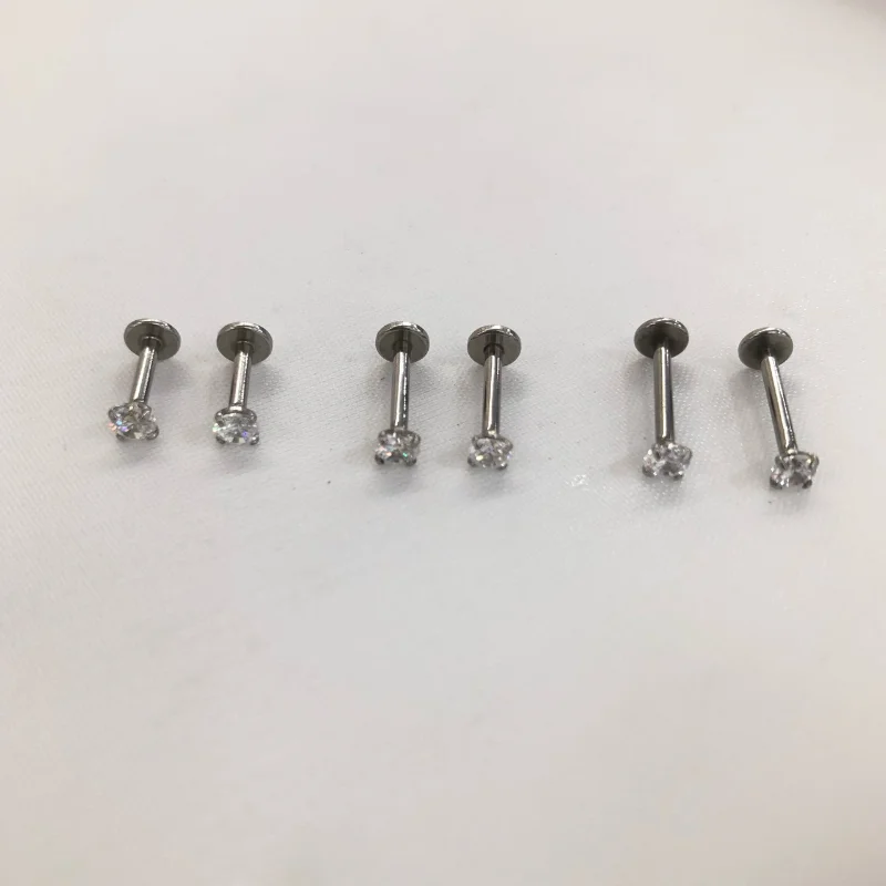 

10 PCS/lot Surgical steel CZ Zirconia Labret Bar Stud Lip Earring Helix Cartilage Tragus Body Piercing Jewelry