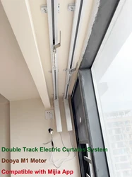 Dooya M1 Double Electric Curtain System Motorized Rod with Remote Control Compatible with Mijia App - New Arrival (Up to 450cm)