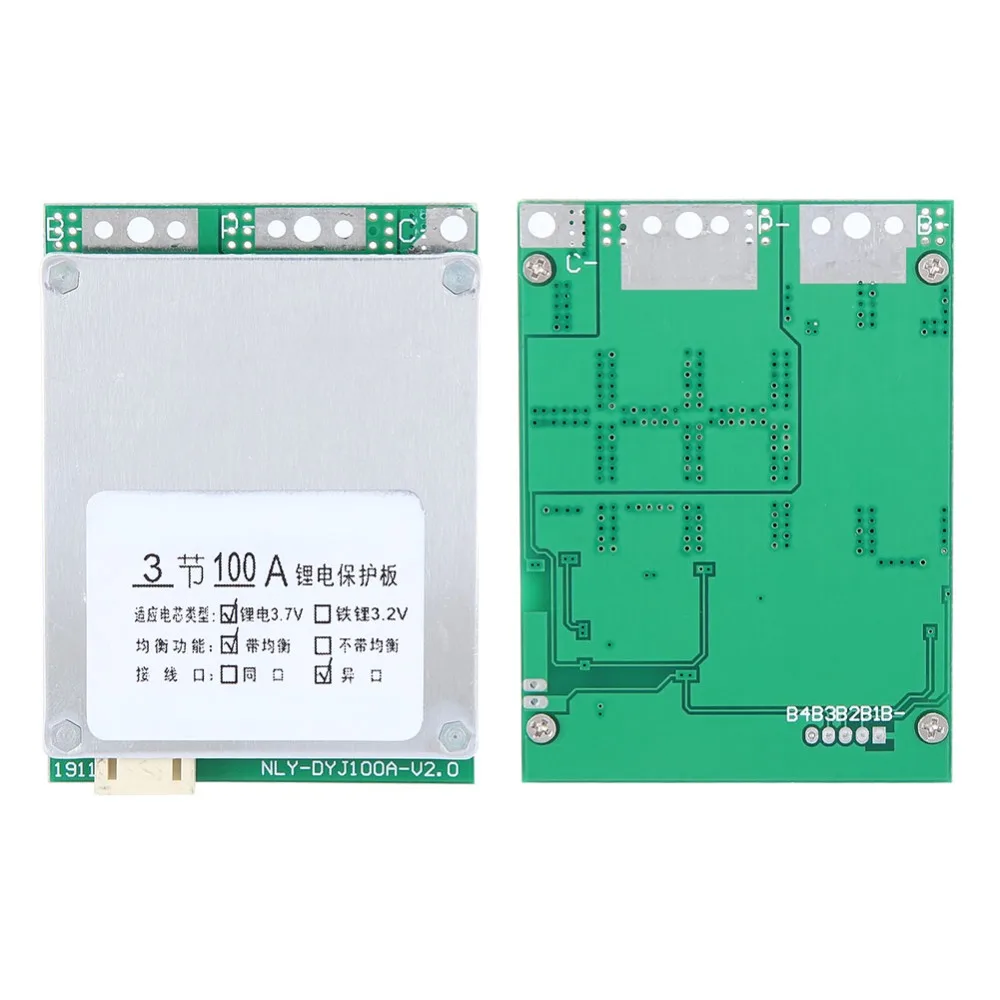 3S 12V 100A Lithium Battery Protection Board Split Port with Balance Charging Battery Management System Stable Performance