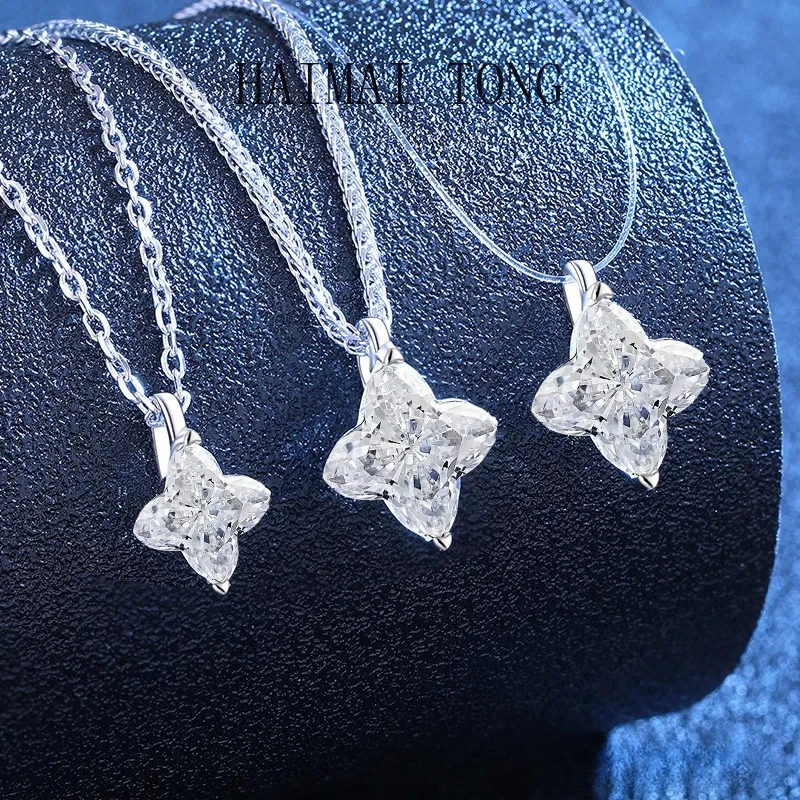 

HAIMAITONG PT950 Платиновый муассанит Xiaohongshu Четырехкаратное ожерелье со звездой Дизайн ожерелья с русалкой и слезами