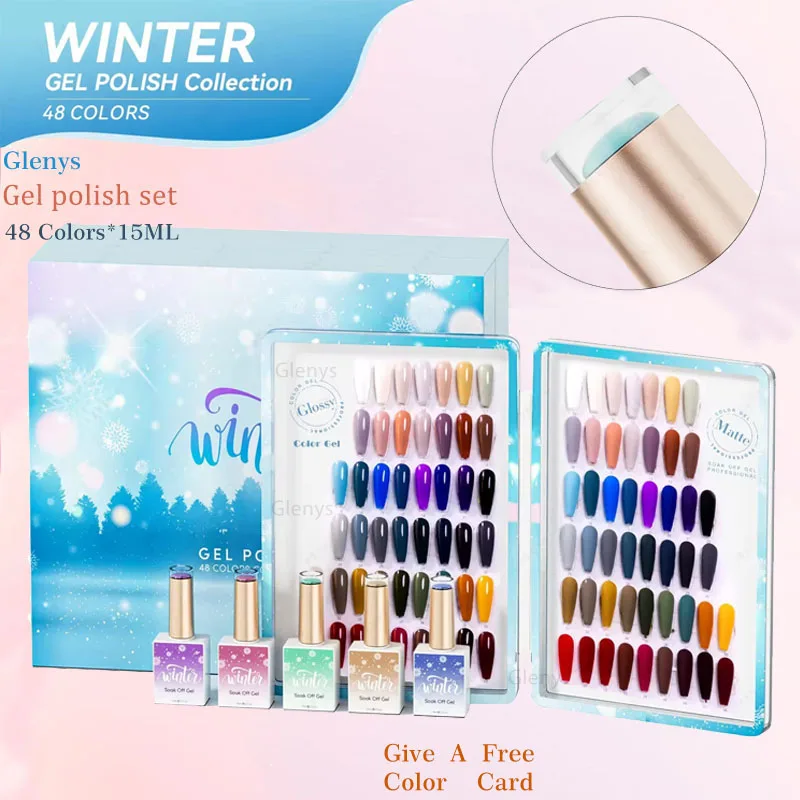 Glenys autumn and winter 48 color high-end gel nail polish set with color display book immersion long-acting UV LED gel varnish