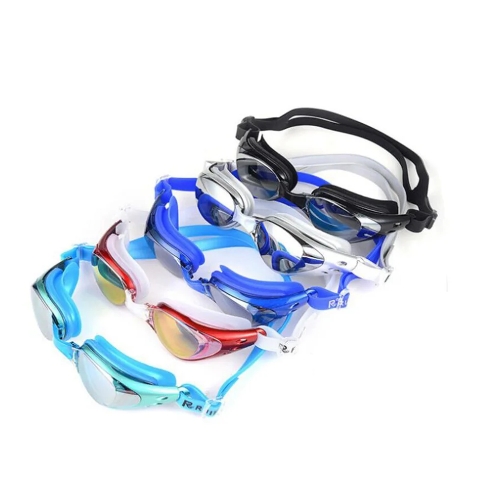 

Swimming Goggles Orange Silicone Frame Waterproof Adjustable Head Strap Adult Eyewear Anti-Fog High Impact Resistance Uv