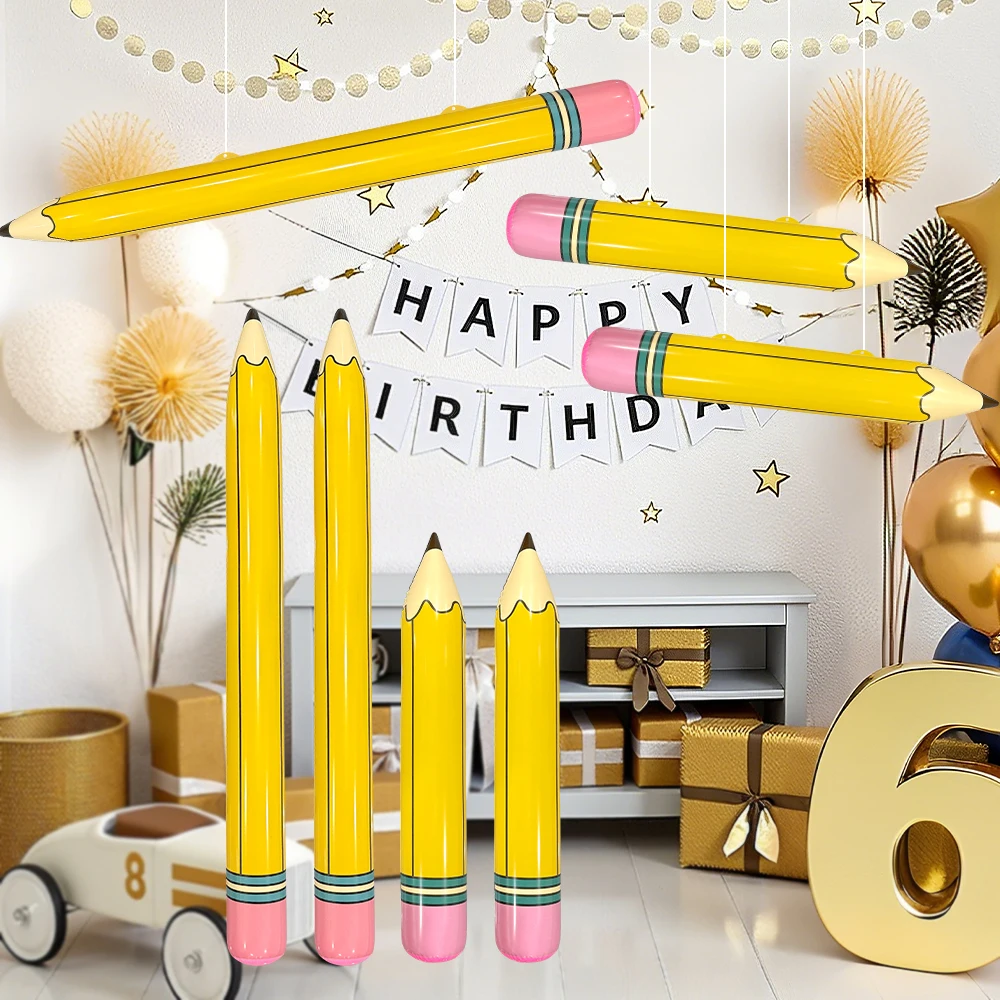 Lápiz inflable para decoración de fiesta, globo, lápiz inflable de PVC, lápiz inflable divertido, día del maestro, actividad de temporada de graduación