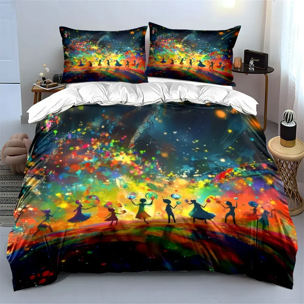 Colorful Artistic Scene Set Decorations Soft Comfortable Duvet Cover Bedding Set Included 1*Duvet Cover & 2*Pillowcases, gift
